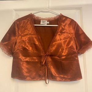 Burnt orange princess Polly top! Deep neckline— cute with or without bralette